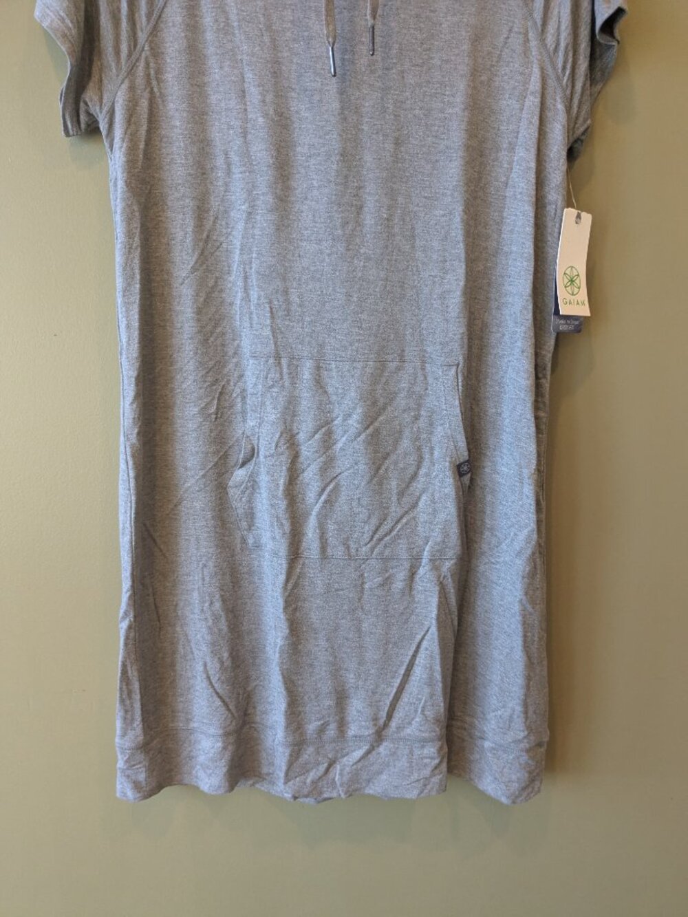 Gaiam Street to Studio Hooded Short Sleeve Dress Med Gray Sporty Athleisure NWT - Picture 3 of 9
